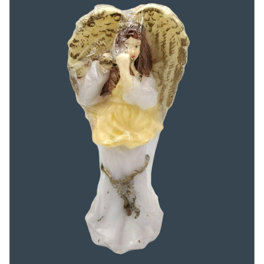 Angel Candle with Instrument 7 Inches Sealed Wax Guardian Home Decor Religious